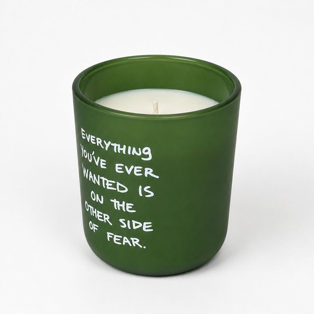 KASE Candle from above, showing the coco soy wax and cotton wick